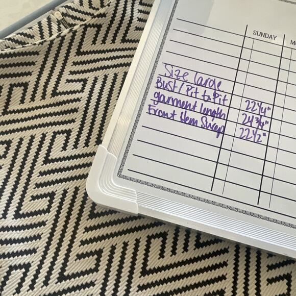 Anthropologie W5 Women's Geometric Mock Neck Blouse Top Sz L Retro Modern City - Picture 6 of 8